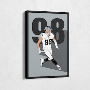 Maxx Crosby Canvas Art Las Vegas Raiders NFL Canvas Wall Art Print Kids Room Framed Poster Home Decor