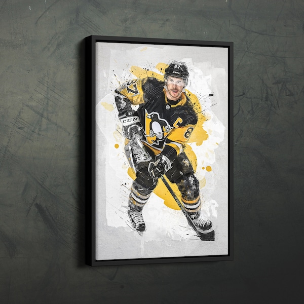 Sidney Crosby Poster Pittsburgh Penguins NHL Framed Wall Art Home Decor Canvas Print Artwork