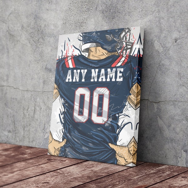 Digital File - New England Patriots Jersey Personalized Jersey NFL Custom Name and Number Canvas Wall Art Home Decor Man Cave Gift