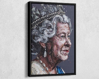 Queen Elizabeth II Artwork Canvas Wall Art Home Decor Framed Art