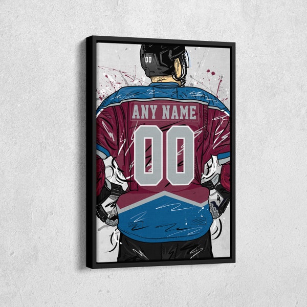 Colorado Avalanche Jersey NHL Personalized Jersey Custom Name and Number Canvas Wall Art Home Decor Framed Poster Man Cave Gift