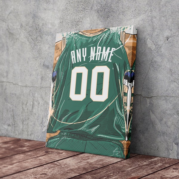 Digital File - Milwaukee Bucks Jersey Personalized Jersey NBA Custom Name and Number Canvas Wall Art Home Decor Man Cave Gift