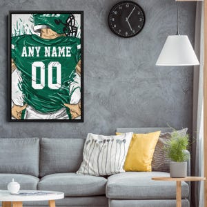 New York Jets Jersey Personalized Jersey NFL Custom Name and Number Canvas Wall Art Home Decor Framed Poster Man Cave Gift image 6