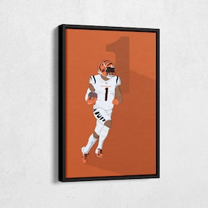 Ja&#39;Marr Chase Canvas Art Cincinnati Bengals NFL Canvas Wall Art Print Kids Room Framed Poster Home Decor