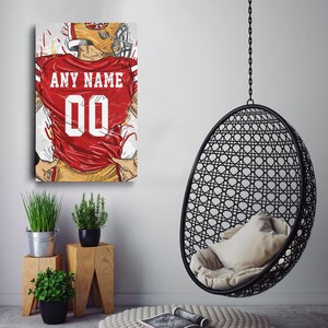San Francisco 49ers Jersey Personalized Jersey Football Custom Name and Number Canvas Wall Art Home Decor Framed Poster Man Cave Gift image 5