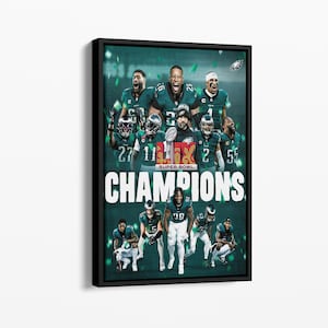 Philadelphia Eagles Super Bowl LIX Champions – Arte de parede de futebol, impressão em tela, presente para fãs dos Eagles, decoração para casa