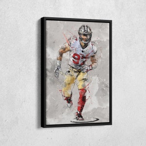 Póster de Nick Bosa de San Francisco 49ers de la NFL, lienzo de pared, decoración del hogar, póster enmarcado, regalo de la cueva del hombre