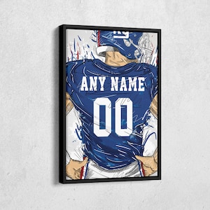 New York Giants Jersey Personalized Jersey NFL Custom Name and Number Canvas Wall Art Home Decor Framed Poster Man Cave Gift