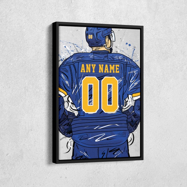 Buffalo Sabres Jersey NHL Personalized Jersey Custom Name and Number Canvas Wall Art Home Decor Framed Poster Man Cave Gift