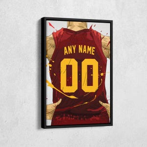 Cleveland Cavaliers Jersey Personalisiertes Jersey NBA Name und Nummer Leinwand Wandkunst Wohnkultur gerahmtes Poster Mann Höhle Geschenk