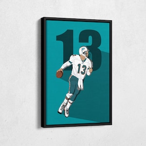 Dan Marino Canvas Art Miami Dolphins NFL Canvas Wall Art Print Kids Room Framed Poster Home Decor