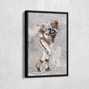 Jim Brown Poster Cleveland Browns NFL Canvas Wall Art Home Decor Framed Poster Man Cave Gift
