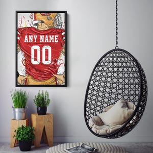 San Francisco 49ers Jersey Personalized Jersey Football Custom Name and Number Canvas Wall Art Home Decor Framed Poster Man Cave Gift image 6