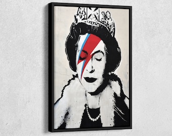 Queen Elizabeth II Banksy Canvas Wall Art Home Decor Framed Art