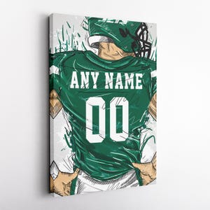 New York Jets Jersey Personalized Jersey NFL Custom Name and Number Canvas Wall Art Home Decor Framed Poster Man Cave Gift Canvas Ready to Hang