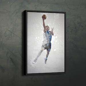 Dirk Nowitzki Plakat Dallas Mavericks NBA Oprawiona sztuka ścienna Wystrój domu Wydruk na płótnie Dzieło sztuki