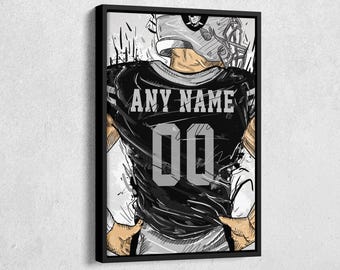 Oakland Raiders Jersey Personalized Jersey football Custom Name and Number Canvas Wall Art Home Decor Framed Poster Man Cave Gift