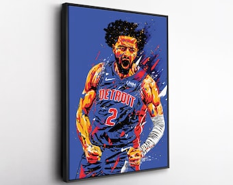 Canvasafdruk Cade Cunningham popart – muurdecoratie Detroit Pistons – NBA cadeau voor basketbalfans, gameroom of man Cave