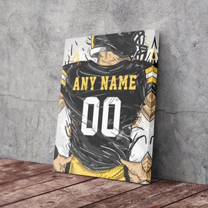 Digital File - Pittsburgh Steelers Jersey Personalized Jersey NFL Custom Name and Number Canvas Wall Art Home Decor Man Cave Gift