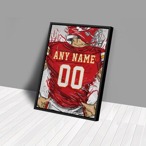Kansas City Chiefs Jersey Personalized Jersey Football Custom Name and Number Canvas Wall Art Home Decor Framed Poster Man Cave Gift image 3