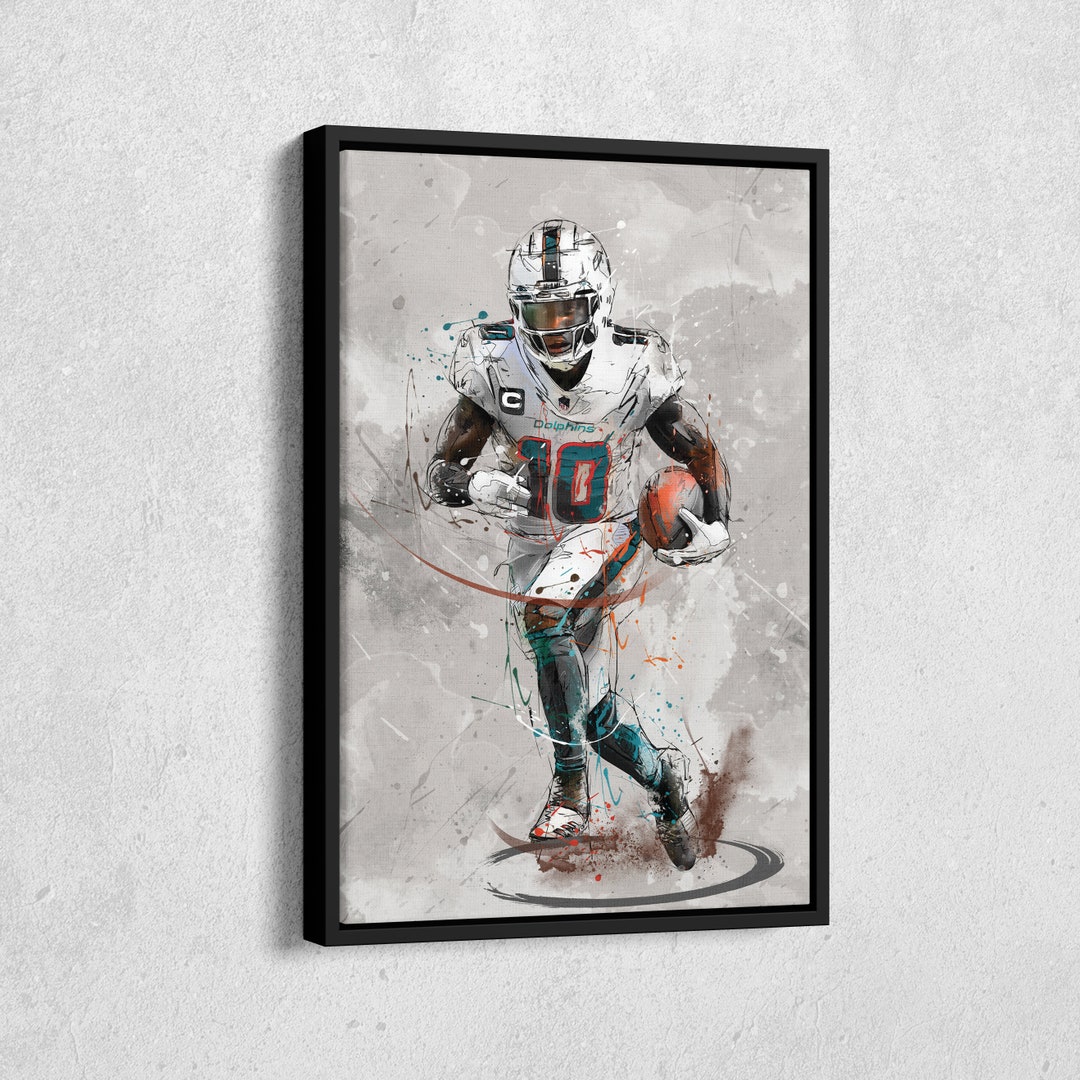 Tyreek Hill Poster Miami Dolphins NFL Canvas Wall Art Home Decor Framed
