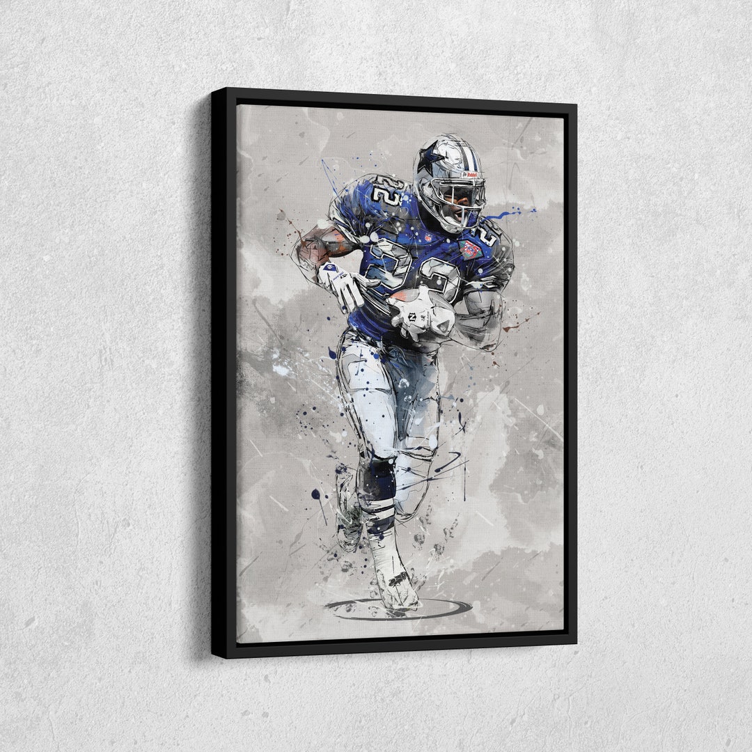 Emmitt Smith Poster Dallas Cowboys NFL Canvas Wall Art Home Decor