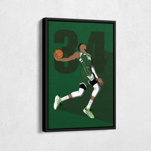 Lienzo de Giannis Antetokounmpo, lienzo de la NBA de los Milwaukee Bucks, impresión artística de pared, póster enmarcado para habitación de niños, decoración del hogar