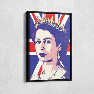 Queen Elizabeth II Pop Art Canvas Wall Art Home Decor Framed Art
