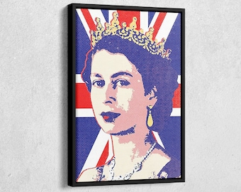 Queen Elizabeth II Pop Art Canvas Wall Art Home Decor Framed Art