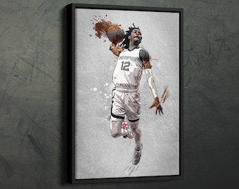 Ja Morant Poster Dunk Memphis Grizzlies NBA Framed Wall Art Home Decor Canvas Print Artwork