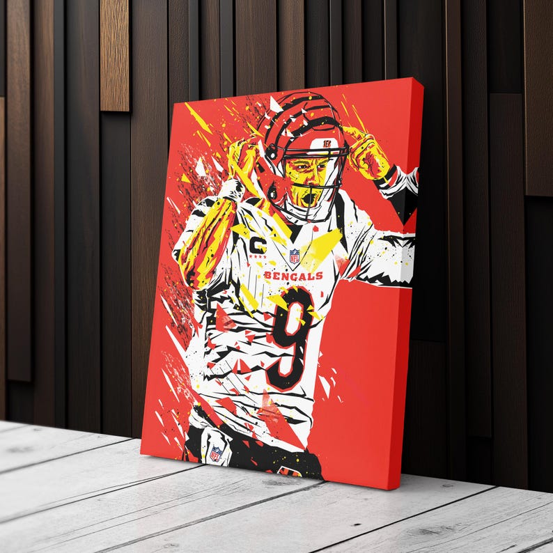 Joe Burrow Pop Art Canvas Print Cincinnati Bengals Wall Decor NFL — free download