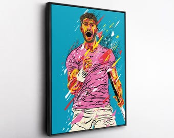 Carlos Alcaraz Pop Art Canvas Print – Tennis Wall Decor – Sports Gift for Tennis Fans, Game Room or Man Cave