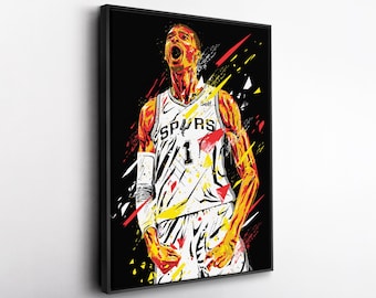 Impresión en lienzo pop art de Victor Wembanyama – Decoración de pared de los San Antonio Spurs – Regalo de la NBA para aficionados al baloncesto, sala de juegos o cueva masculina