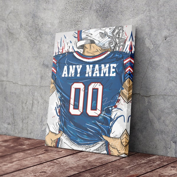 Digital File - Buffalo Bills Jersey Personalized Jersey NFL Custom Name and Number Canvas Wall Art Home Decor Man Cave Gift