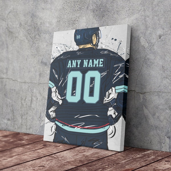 Digital File - Seattle Kraken Jersey NHL Personalized Jersey Custom Name and Number Canvas Wall Art Home Decor