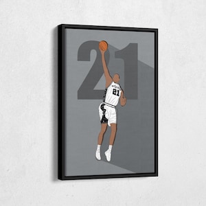 Tim Duncan Canvas Art San Antonio Spurs NBA Canvas Wall Art Print Kids Room Framed Poster Home Decor