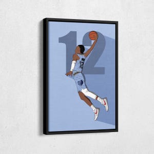 Ja Morant Leinwand Kunst Memphis Grizzlies NBA Leinwand Wand Kunst Druck Kinderzimmer gerahmtes Poster Wohnkultur