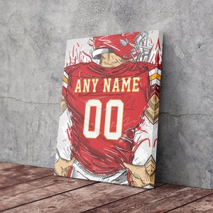 Digital File - Kansas City Chiefs Jersey Personalized Jersey NFL Custom Name and Number Canvas Wall Art Home Decor Man Cave Gift
