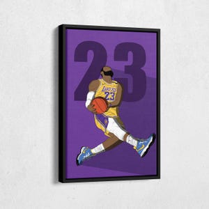 LeBron James Canvas Art Los Angeles Lakers NBA Canvas Wall Art Print Kids Room Framed Poster Home Decor