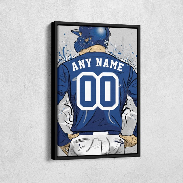 Toronto Blue Jays Jersey MLB Personalized Jersey Custom Name and Number Canvas Wall Art Home Decor Framed Poster Man Cave Gift