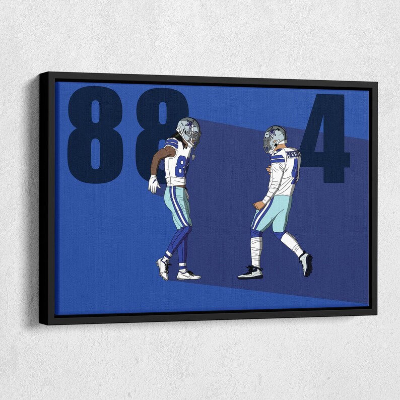 Ceedee Lamb 88 & Dak Prescott 4 Celebration Dallas Cowboys NFL Canvas