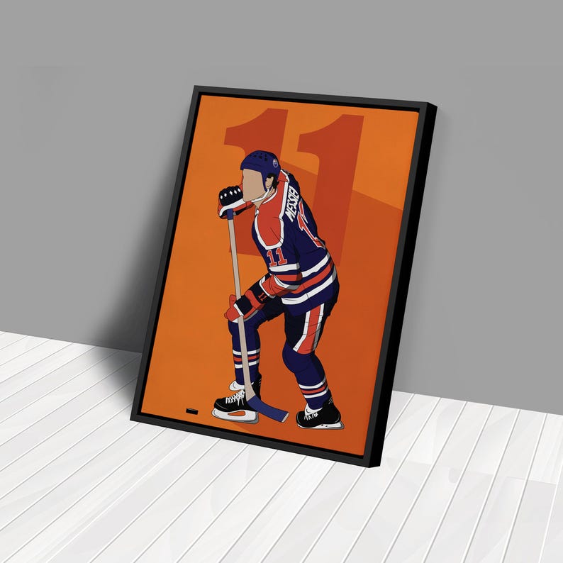 Mark Messier Canvas Art Edmonton Oilers NHL Canvas Wall Art Print Kids
