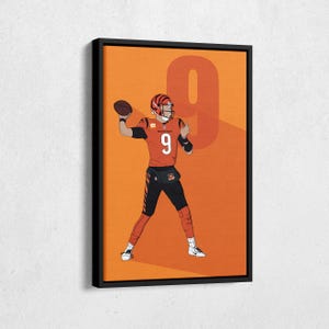 Joe Burrow Canvas Art Cincinnati Bengals NFL Canvas Wall Art Print Kids Room Framed Poster Home Decor