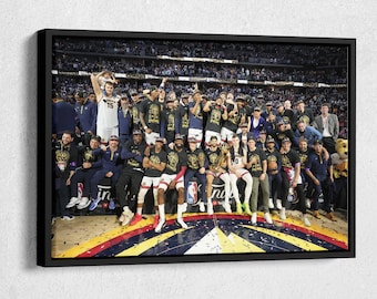 The Denver Nuggets celebrate with the NBA Championship Trophy Canvas Wall Art Home Decor Framed Poster Print