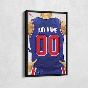 Detroit Pistons Jersey Personalized Jersey NBA Custom Name and Number Canvas Wall Art Home Decor Framed Poster Man Cave Gift