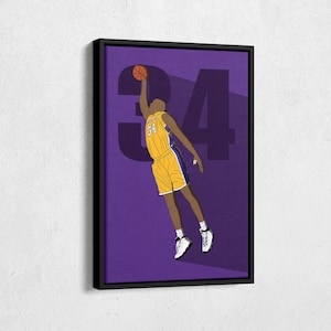 Shaquille O&#39;Neal Canvas Art Los Angeles Lakers NBA Canvas Wall Art Print Kids Room Framed Poster Home Decor