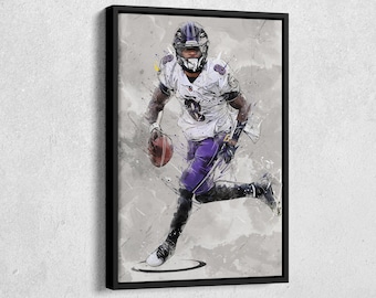 Lamar Jackson Poster Baltimore Ravens football Canvas Wall Art Home Decor Framed Poster Man Cave Gift