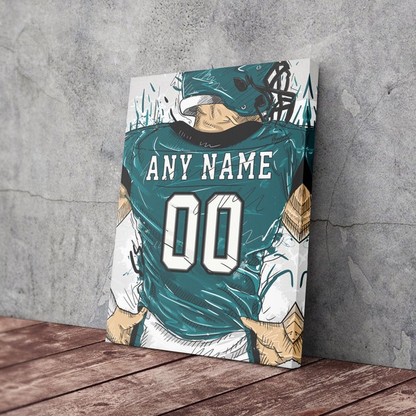 Digital File - Philadelphia Eagles Jersey Personalized Jersey NFL Custom Name and Number Canvas Wall Art Home Decor Man Cave Gift