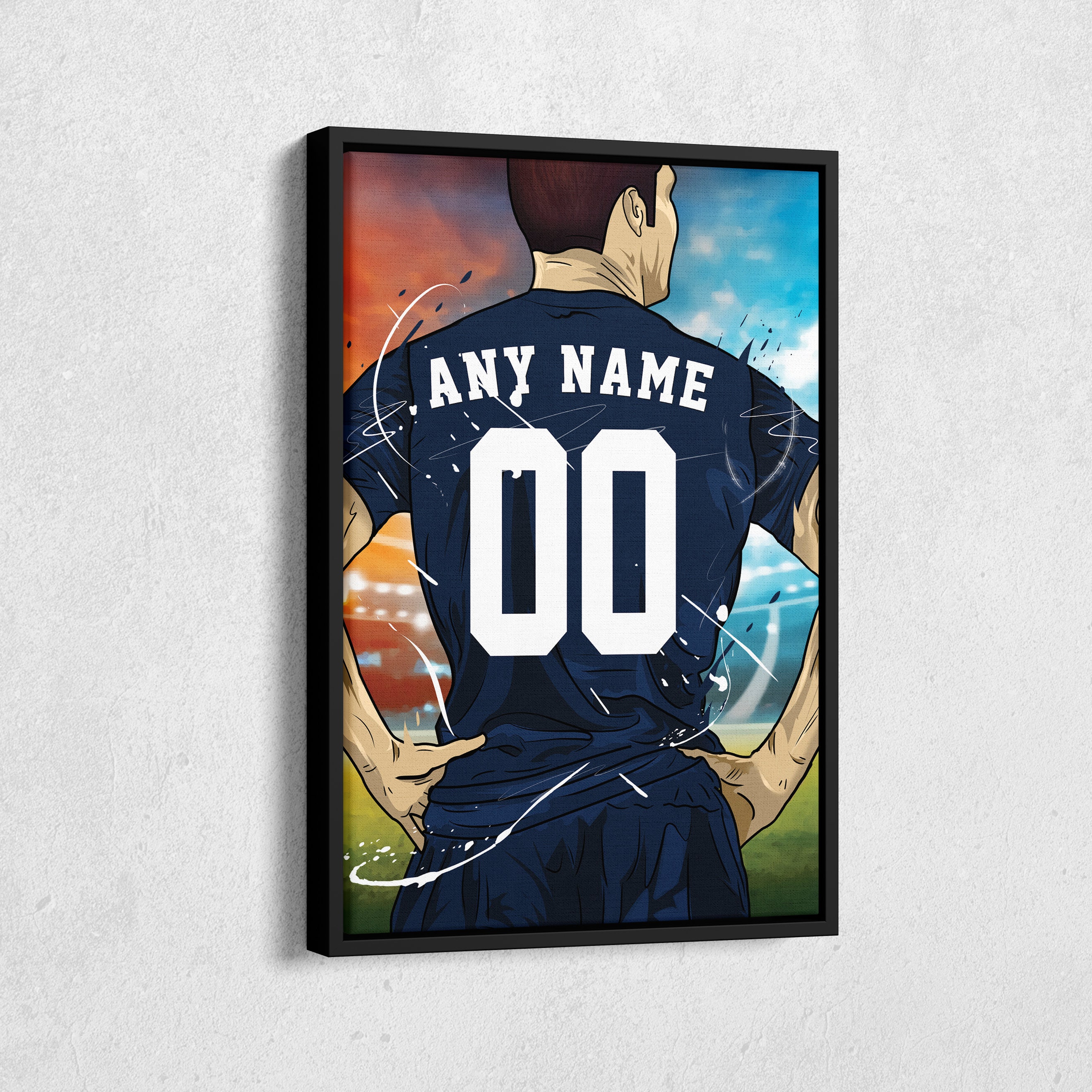 Paris Saint-Germain F.C. Jersey Soccer Personalized Jersey Custom Name and Number Canvas Wall Art Home Decor Framed Poster Man Cave Gift