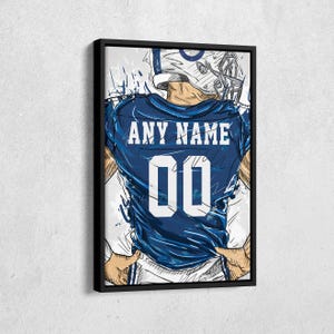 Indianapolis Colts Jersey Personalisiertes Jersey Football Benutzerdefinierter Name und Nummer Leinwand Wandkunst Wohnkultur gerahmtes Poster Mannhöhle Geschenk